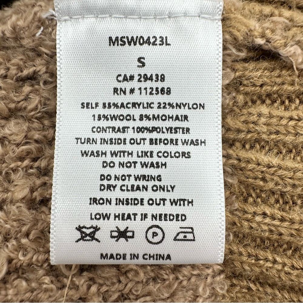 Miss Me 1/4‎ Zip Pullover Textured Cable Knit Brown Tan Sweater Size Small - Picture 9 of 9